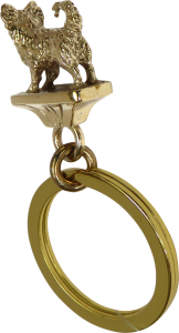 Solid Bronze Longhaired Chihuahua Key Ring - Rear View