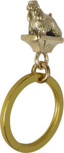 Solid Bronze Cocker Spaniel Key Ring - Front View