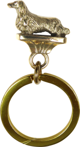 Solid Bronze Longhaired Dachshund Key Ring