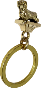 Solid Bronze Longhaired Dachshund Key Ring - Front View