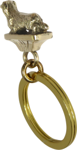 Solid Bronze Longhaired Dachshund Key Ring - Rear View