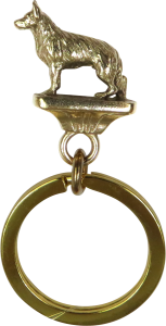 Solid Bronze German Shepherd Dog Key Ring