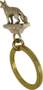 Solid Bronze German Shepherd Dog Key Ring - Rear View