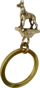 Solid Bronze Great Dane Key Ring - Front View