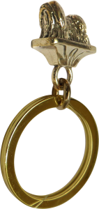 Solid Bronze Lhasa Apso Key Ring - Front View