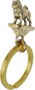 Solid Bronze Pug Key Ring - Front View