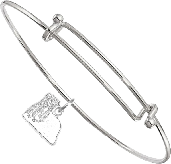 Sterling Silver Yorkshire Terrier - Yorkie - Charm on Bangle Bracelet