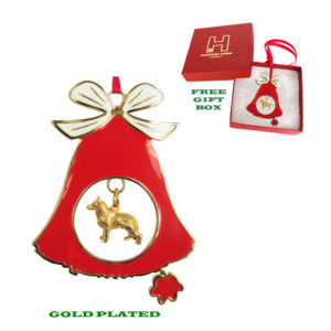 GERMAN SHEPHERD Gold Plated Bronze Christmas Holiday Bell Ornament