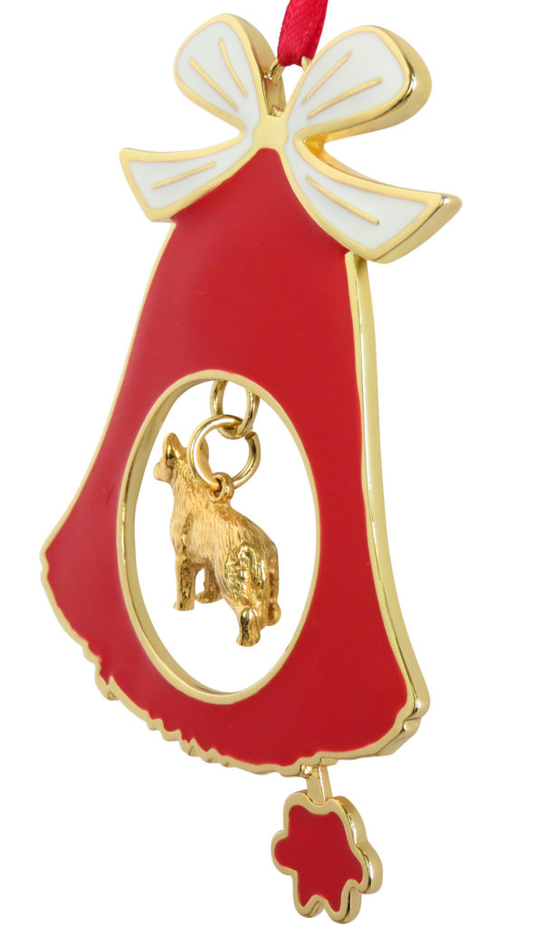 GERMAN SHEPHERD Gold Plated Bronze Christmas Holiday Bell Ornament