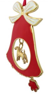 Airedale Terrier Gold Plated Bronze Christmas Holiday Bell Ornament Decoration Gift