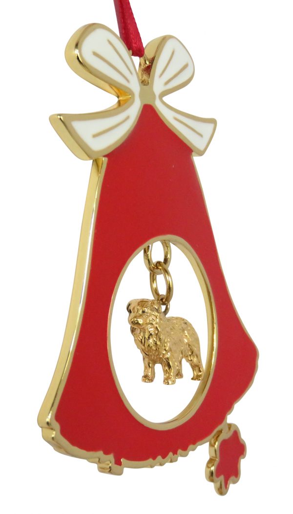 Australian Shepherd Gold Plated Bronze Christmas Holiday Bell Ornament Decoration Gift