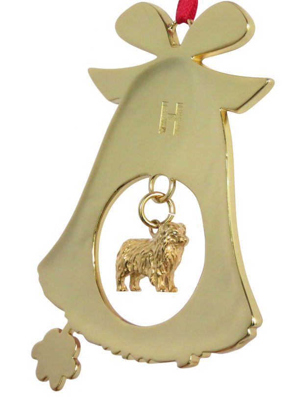 Australian Shepherd Gold Plated Bronze Christmas Holiday Bell Ornament Decoration Gift