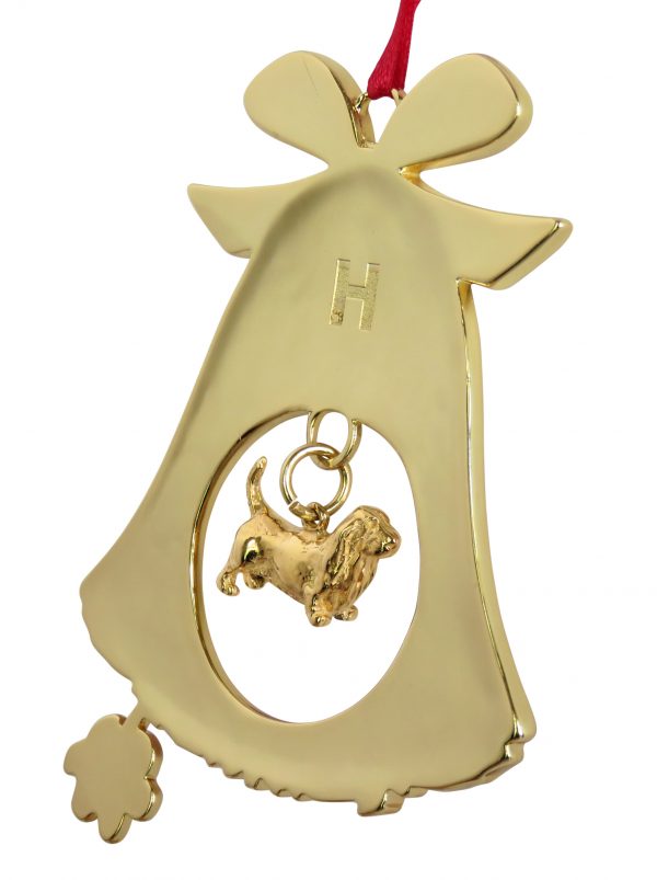 Basset Hound Gold Plated Bronze Christmas Holiday Bell Ornament Decoration Gift