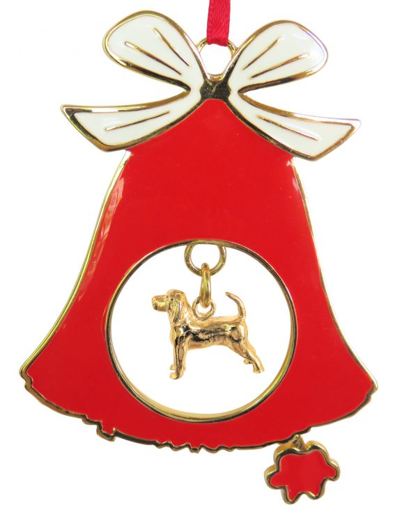 Beagle Gold Plated Bronze Christmas Holiday Bell Ornament Decoration Gift