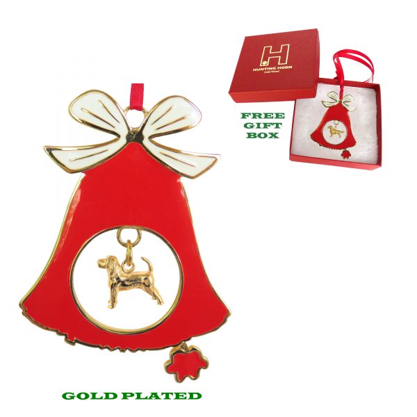 Beagle Gold Plated Bronze Christmas Holiday Bell Ornament Decoration Gift