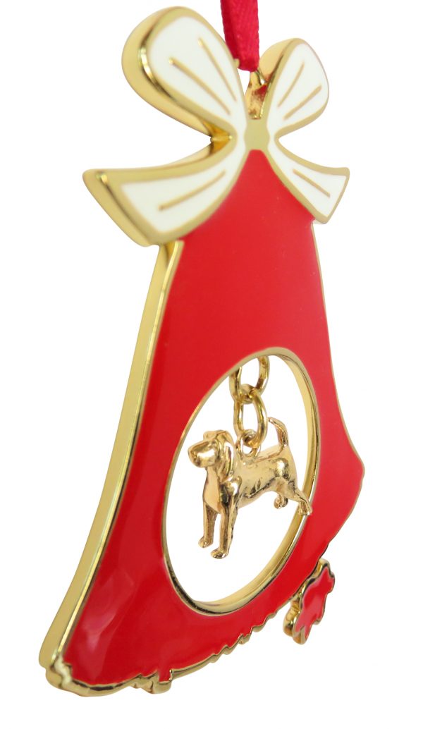 Beagle Gold Plated Bronze Christmas Holiday Bell Ornament Decoration Gift