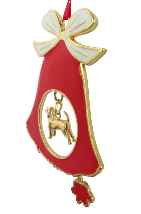 Beagle Gold Plated Bronze Christmas Holiday Bell Ornament Decoration Gift