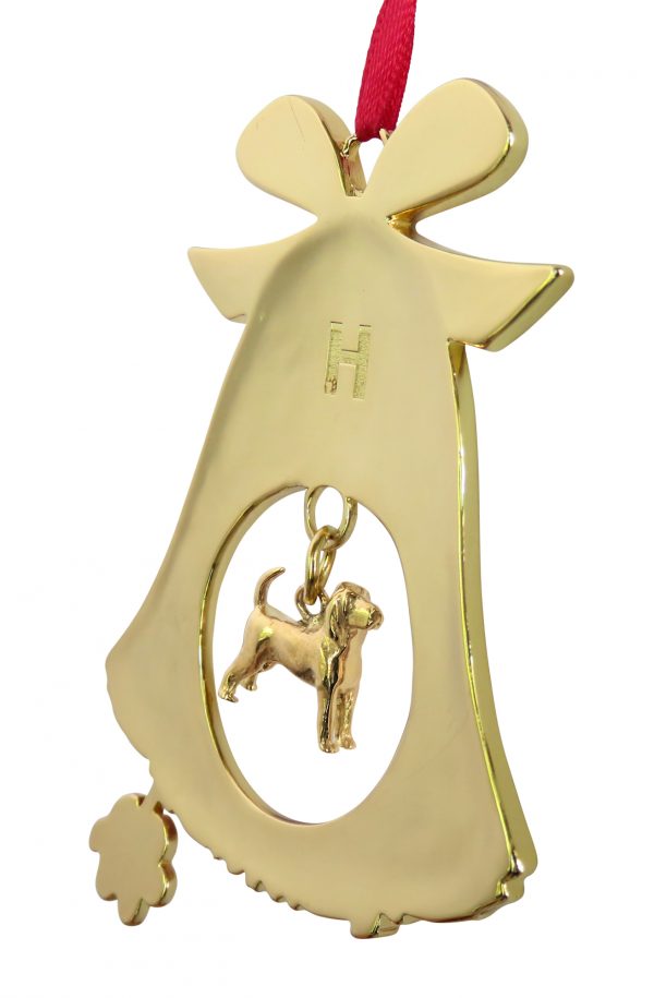 Beagle Gold Plated Bronze Christmas Holiday Bell Ornament Decoration Gift