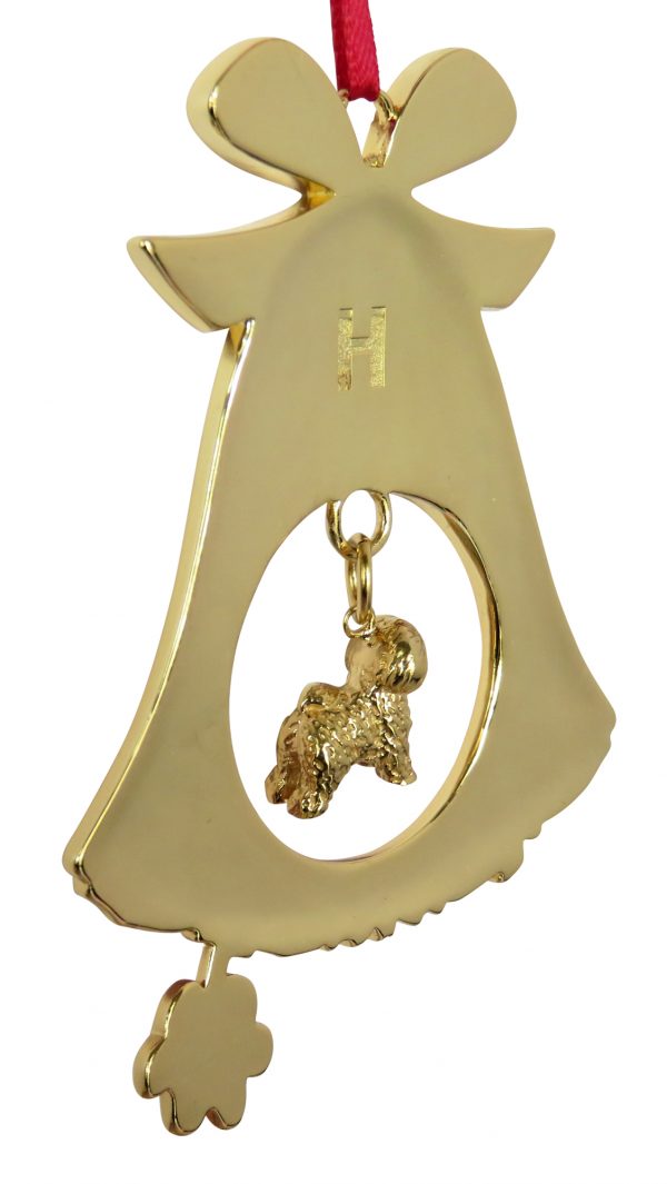 Bichon Frise Gold Plated Bronze Christmas Holiday Bell Ornament Decoration Gift