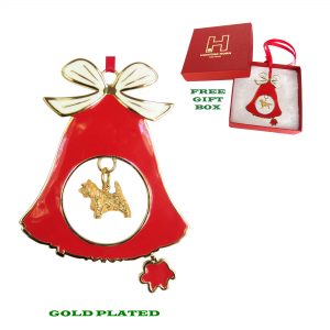 Cairn Terrier Gold Plated Bronze Christmas Holiday Bell Ornament Decoration Gift