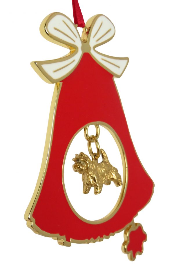 Cairn Terrier Gold Plated Bronze Christmas Holiday Bell Ornament Decoration Gift