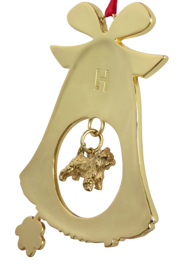 Cairn Terrier Gold Plated Bronze Christmas Holiday Bell Ornament Decoration Gift
