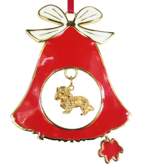 Cavalier King Charles Spaniel Gold Plated Bronze Christmas Holiday Bell Ornament Decoration Gift