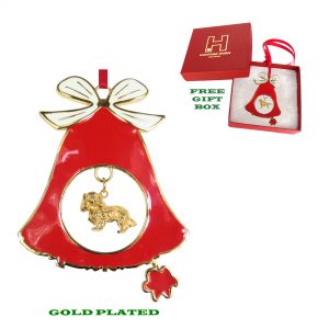 Cavalier King Charles Spaniel Gold Plated Bronze Christmas Holiday Bell Ornament Decoration Gift