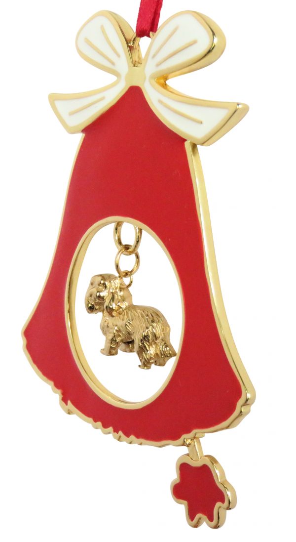 Cavalier King Charles Spaniel Gold Plated Bronze Christmas Holiday Bell Ornament Decoration Gift