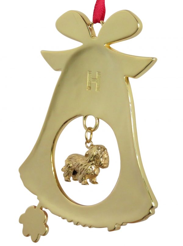 Cavalier King Charles Spaniel Gold Plated Bronze Christmas Holiday Bell Ornament Decoration Gift
