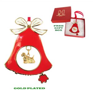 Cocker Spaniel Gold Plated Bronze Christmas Holiday Bell Ornament Decoration Gift