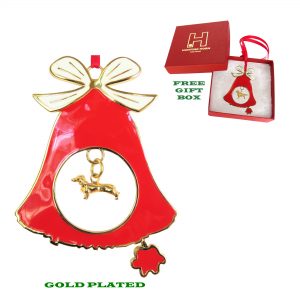 Smooth Dachshund Gold Plated Bronze Christmas Holiday Bell Ornament Decoration Gift