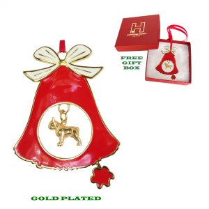 French Bulldog Gold Plated Bronze Christmas Holiday Bell Ornament Decoration Gift