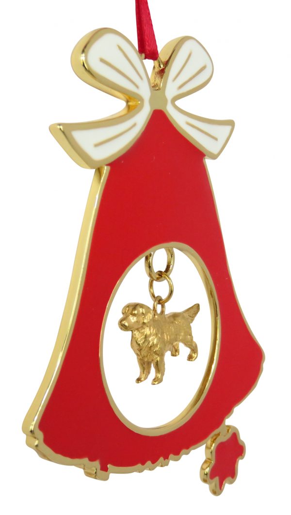 Golden Retriever Gold Plated Bronze Christmas Holiday Bell Ornament Decoration Gift