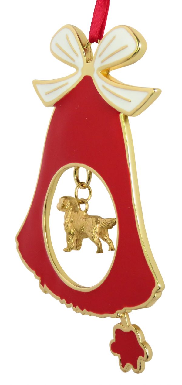 Golden Retriever Gold Plated Bronze Christmas Holiday Bell Ornament Decoration Gift