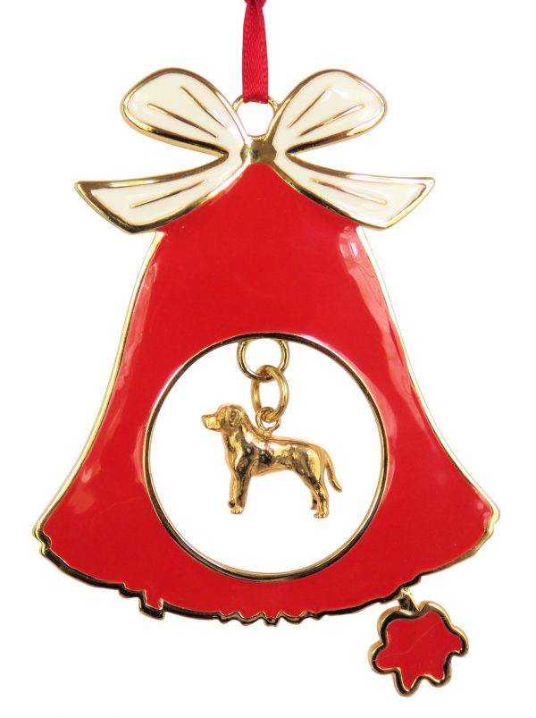 Labrador Retriever Gold Plated Bronze Christmas Holiday Bell Ornament Decoration Gift