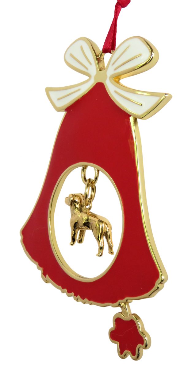 Labrador Retriever Gold Plated Bronze Christmas Holiday Bell Ornament Decoration Gift