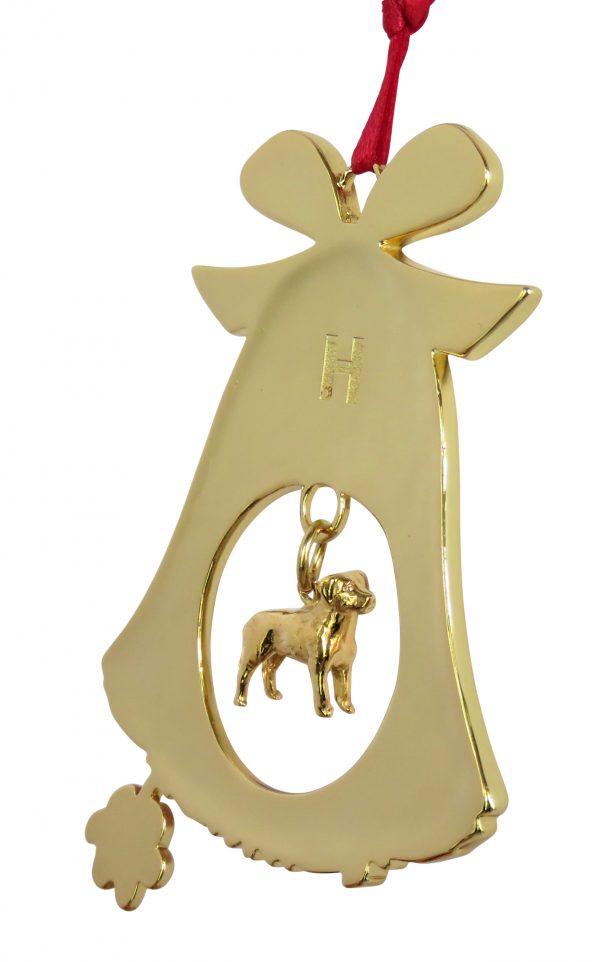 Labrador Retriever Gold Plated Bronze Christmas Holiday Bell Ornament Decoration Gift