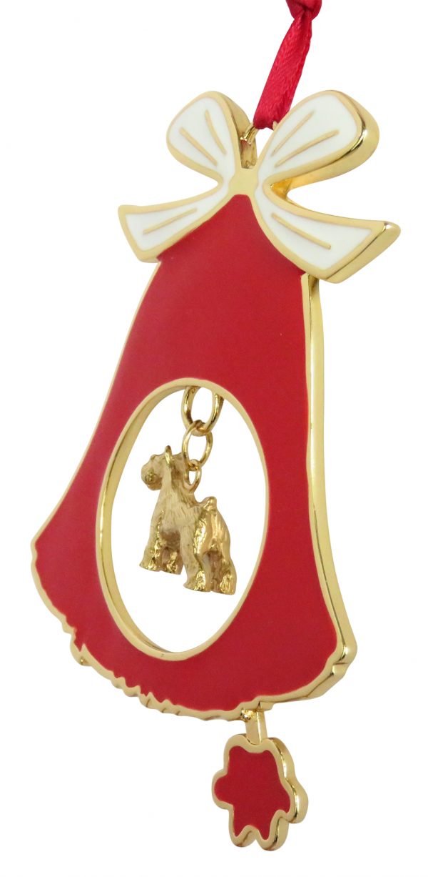 Miniature Schnauzer Gold Plated Bronze Christmas Holiday Bell Ornament Decoration Gift