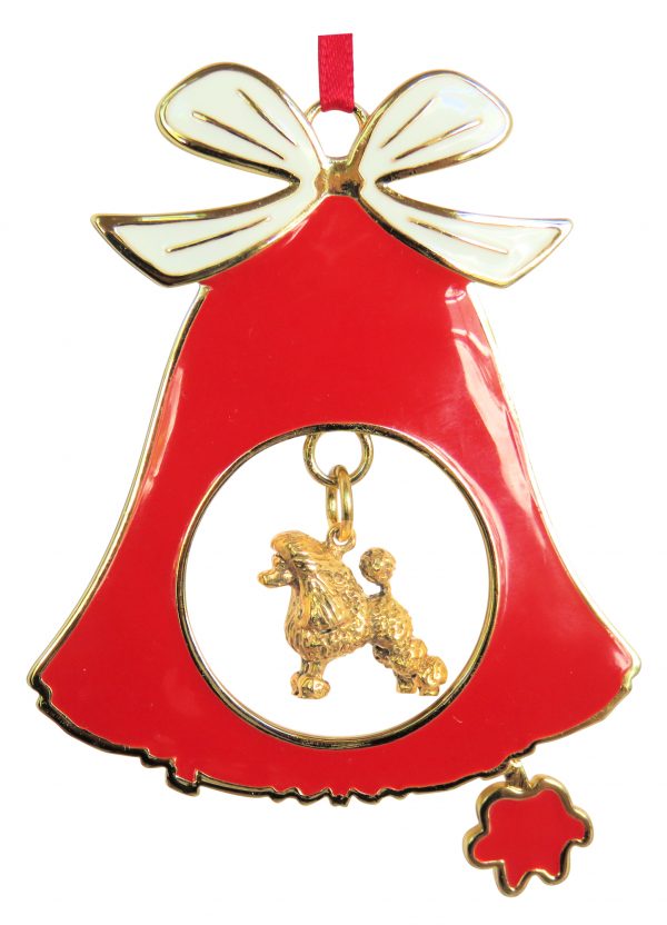 Poodle Gold Plated Bronze Christmas Holiday Bell Ornament Decoration Gift