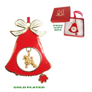 Poodle Gold Plated Bronze Christmas Holiday Bell Ornament Decoration Gift