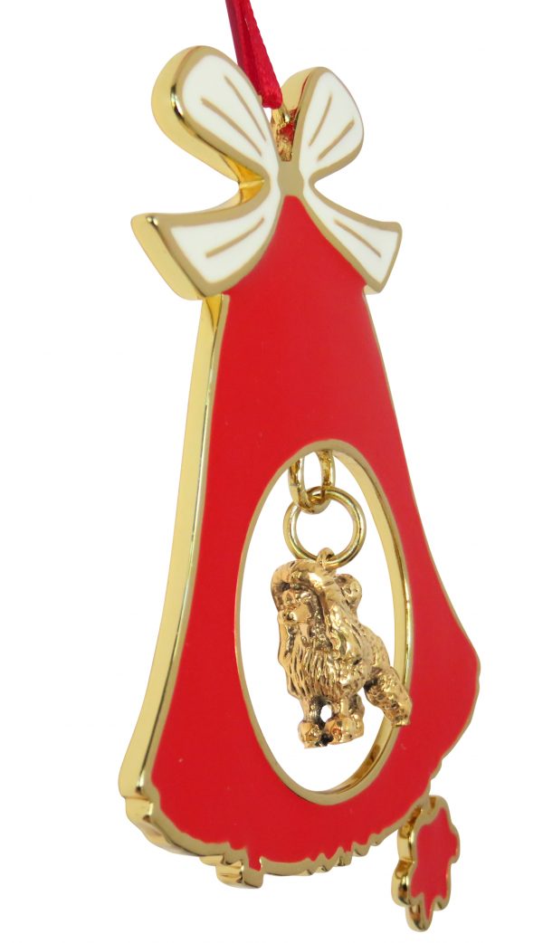 Poodle Gold Plated Bronze Christmas Holiday Bell Ornament Decoration Gift