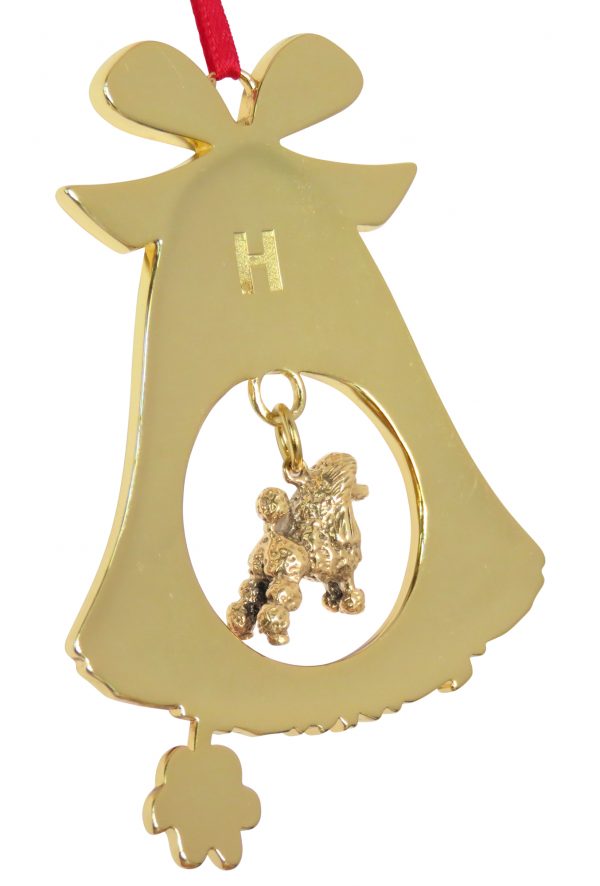 Poodle Gold Plated Bronze Christmas Holiday Bell Ornament Decoration Gift