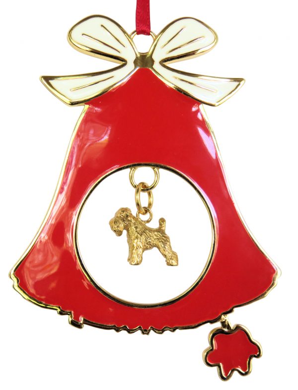 Soft Coated Wheaten Terrier Gold Plated Bronze Christmas Holiday Bell Ornament Decoration Gift