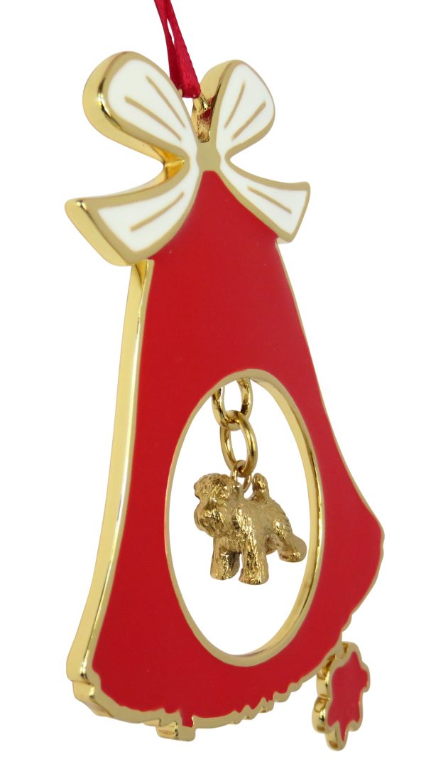 Soft Coated Wheaten Terrier Gold Plated Bronze Christmas Holiday Bell Ornament Decoration Gift
