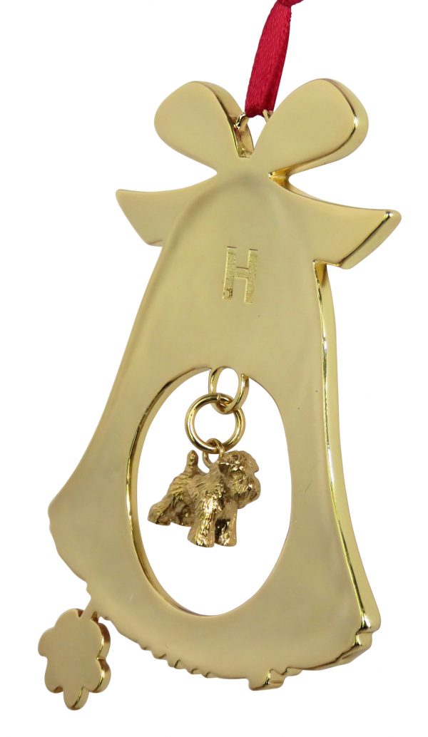 Soft Coated Wheaten Terrier Gold Plated Bronze Christmas Holiday Bell Ornament Decoration Gift