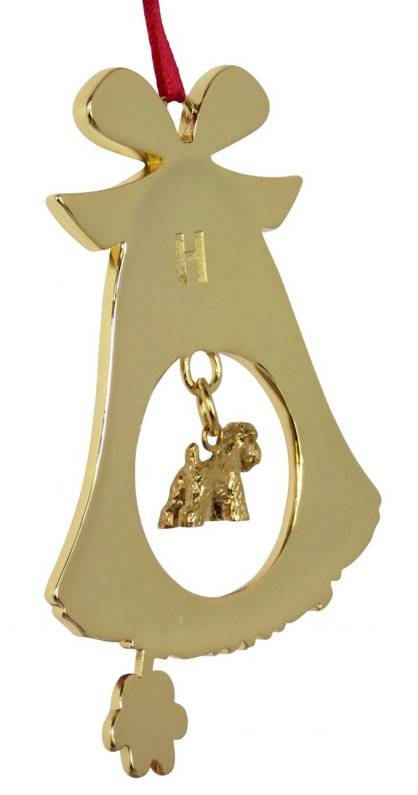 Soft Coated Wheaten Terrier Gold Plated Bronze Christmas Holiday Bell Ornament Decoration Gift