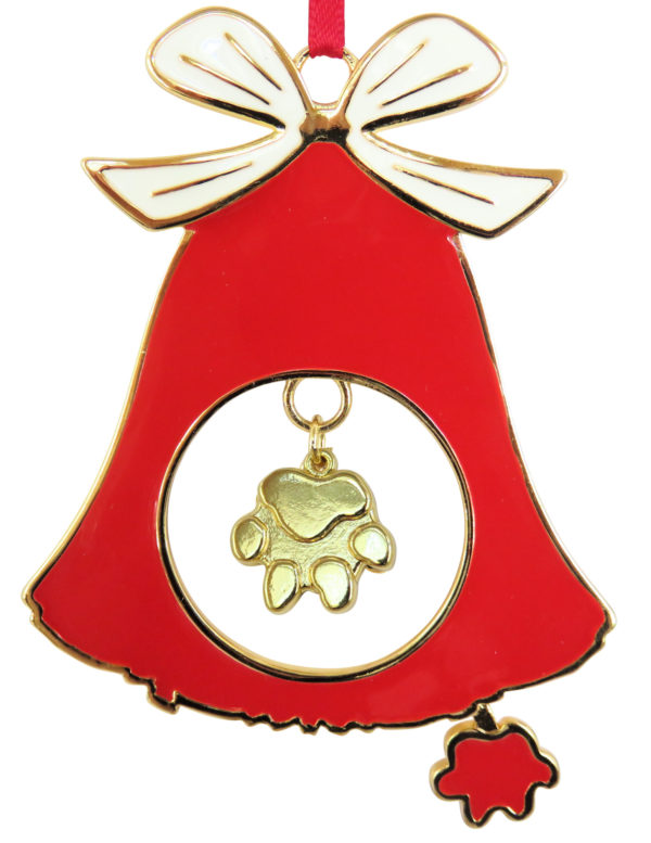 Exclusive DOG PAW Gold Plated Christmas Holiday BELL Ornament