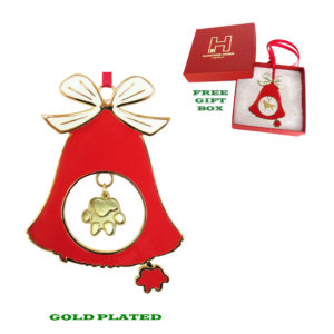 Exclusive DOG PAW Gold Plated Christmas Holiday BELL Ornament