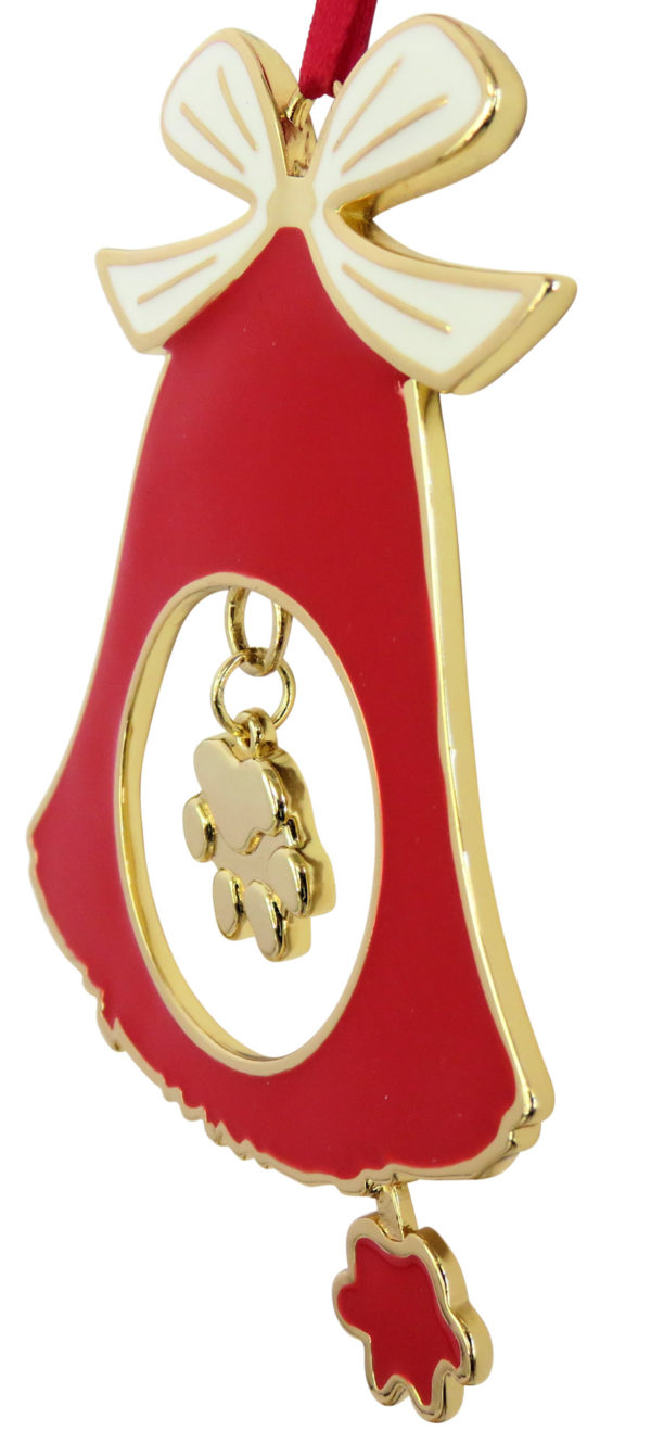 Exclusive DOG PAW Gold Plated Christmas Holiday BELL Ornament